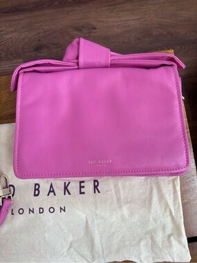 Ted Baker Pink Leather Knot-Top Crossbody Bag with Dustbag